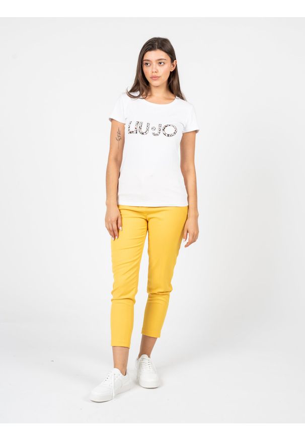 Liu Jo T-Shirt | VA3A25 J5003 | Kobieta | Biały. Okazja: na co dzień. Kolor: biały. Materiał: bawełna, elastan. Długość: długie. Wzór: nadruk. Styl: casual, elegancki, klasyczny