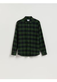 Reserved - Koszula regular fit w kratę - zielony. Kolor: zielony. Materiał: tkanina, bawełna #1