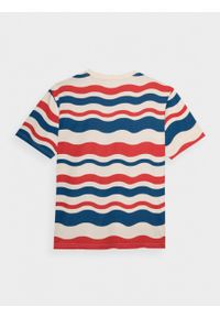 outhorn - T-shirt oversize z nadrukiem męski - czerwony. Okazja: na co dzień. Kolor: czerwony. Materiał: bawełna, dzianina. Wzór: nadruk. Styl: casual