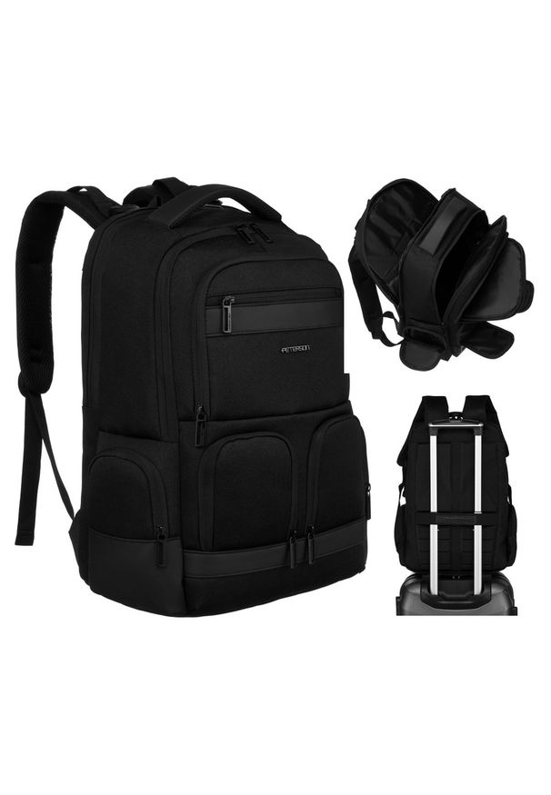 Plecak podróżny Peterson PTN PTY-03 czarny. Kolor: czarny. Materiał: materiał. Styl: elegancki