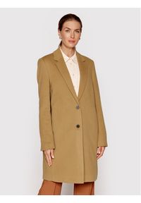Calvin Klein Płaszcz wełniany Crombie K20K204155 Brązowy Regular Fit. Kolor: brązowy. Materiał: wełna