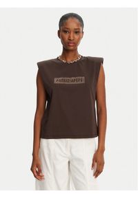 Patrizia Pepe T-Shirt 2M4423/J274-B825 Brązowy Regular Fit. Kolor: brązowy. Materiał: bawełna