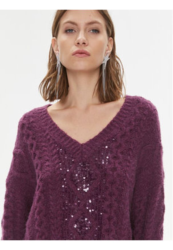 Pinko Sweter Ghepardo 102116 A1A6 Fioletowy Oversize. Kolor: fioletowy. Materiał: syntetyk, wełna