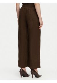 TOMMY HILFIGER - Tommy Hilfiger Spodnie materiałowe WW0WW48970 Brązowy ciemny Wide Leg. Kolor: brązowy. Materiał: len #5