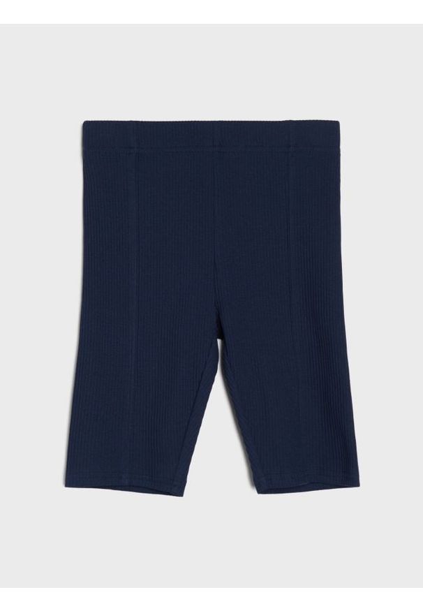 Sinsay - Prążkowane kolarki z bawełny - granatowy. Kolor: niebieski. Materiał: prążkowany, bawełna