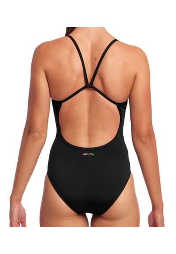 FUNKITA - Funkita STILL BLACK Single Strap - damski kostium do pływania. Kolor: czarny