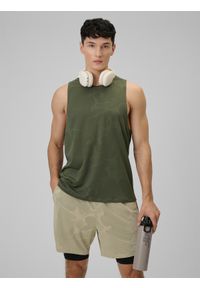 4f - 4F Koszulka treningowa regular szybkoschnąca męska - khaki M. Kolor: oliwkowy, brązowy, wielokolorowy. Materiał: materiał. Sport: fitness #1
