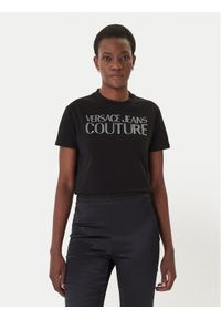 Versace Jeans T-Shirt 80HAHT09 Czarny Regular Fit. Kolor: czarny. Materiał: bawełna #1