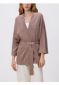 Reserved - Sweter kimono - brązowy. Kolor: brązowy. Materiał: bawełna, dzianina #1