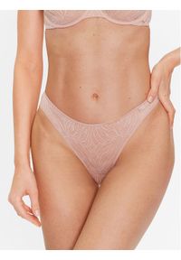 Calvin Klein Underwear Stringi 000QF6878E Beżowy. Kolor: beżowy. Materiał: syntetyk