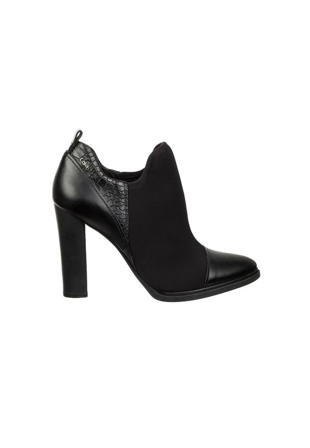 Botki Calvin Klein Joy Black Black 098022, Czarny, Skóra naturalna - 38. Zapięcie: bez zapięcia. Kolor: czarny. Materiał: materiał, guma. Styl: elegancki