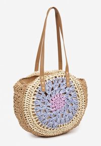 Renee - Fioletowo-Beżowa Pleciona Torebka w Stylu Boho Ulofina. Kolor: fioletowy. Sezon: lato. Styl: boho #3