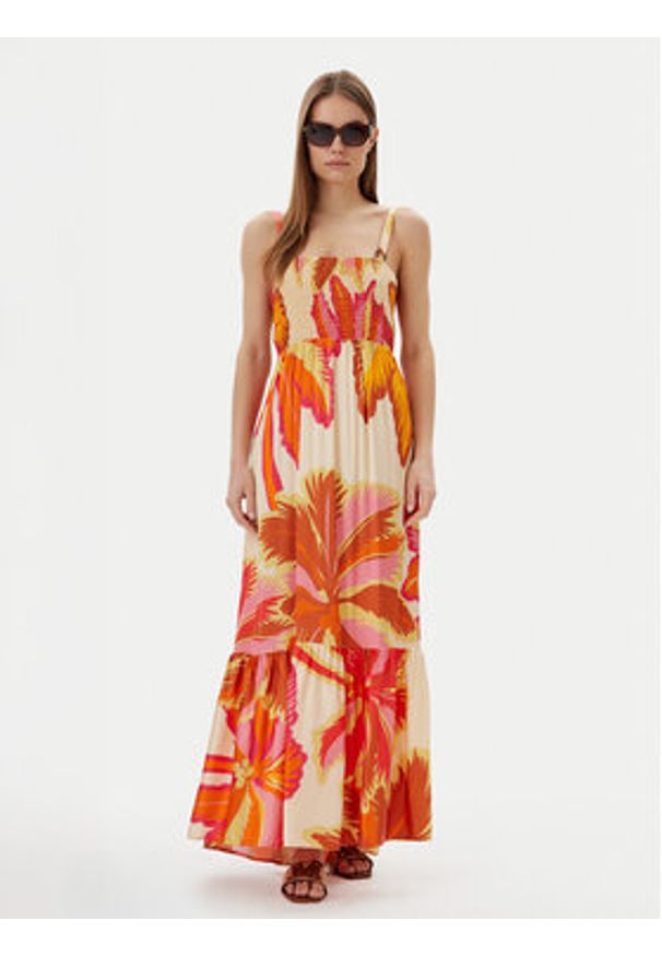 Maaji Sukienka letnia Jungle Palm Lavinia PT2707CLD001 Pomarańczowy Regular Fit. Kolor: pomarańczowy. Materiał: wiskoza. Sezon: lato