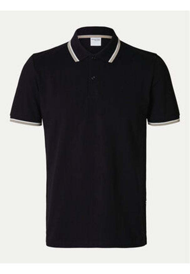 Selected Homme Polo 16095852 Czarny Slim Fit. Typ kołnierza: polo. Kolor: czarny. Materiał: bawełna