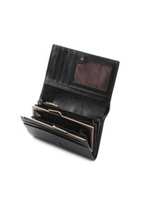 Wittchen - Damski portfel skórzany z herbem średni czarny. Kolor: czarny. Materiał: skóra