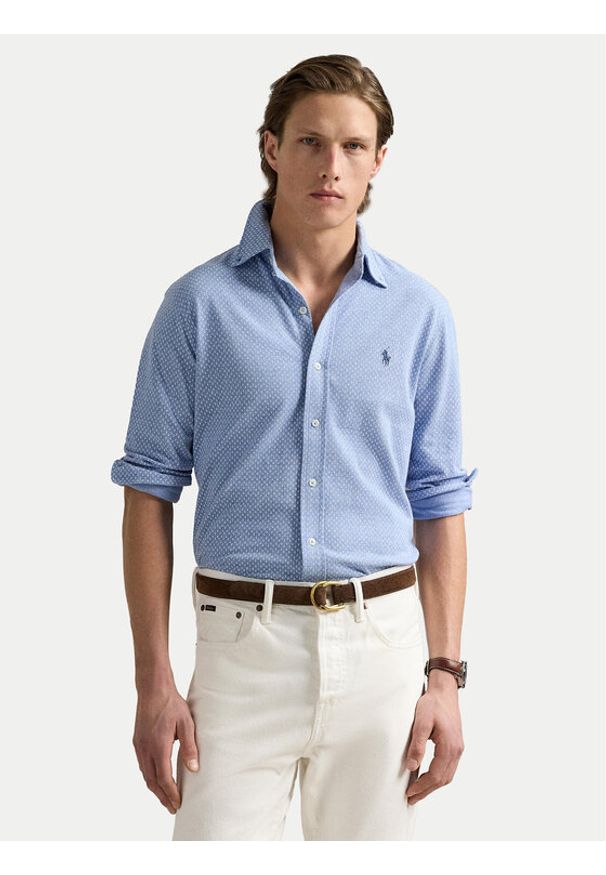 Polo Ralph Lauren Koszula 710963499001 Błękitny Slim Fit. Typ kołnierza: polo. Kolor: niebieski. Materiał: bawełna