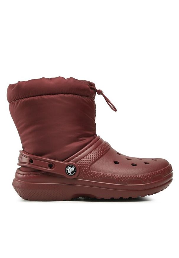 Crocs Śniegowce Classic Lined Neo Puff Boot 206630 Bordowy. Kolor: czerwony. Materiał: materiał