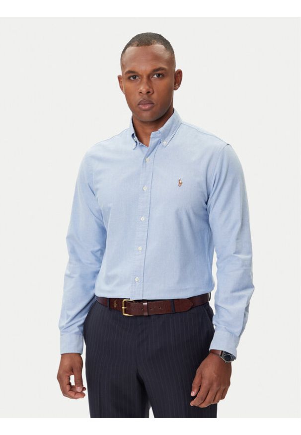 Polo Ralph Lauren Koszula Cupdppcs 710792041002 Błękitny Custom Fit. Typ kołnierza: polo. Kolor: niebieski. Materiał: bawełna