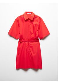 mango - Mango Sukienka koszulowa Cirilia 67087124 Czerwony Regular Fit. Kolor: czerwony. Materiał: bawełna. Typ sukienki: koszulowe #3