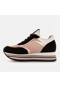 Marco Shoes Lekkie sneakersy na grubej podeszwie z naturalnej skóry czarne różowe. Kolor: różowy, czarny, wielokolorowy. Materiał: skóra #8