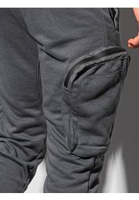 Ombre Clothing - Spodnie męskie dresowe joggery P918 - grafitowe - M. Kolor: szary. Materiał: dresówka #7
