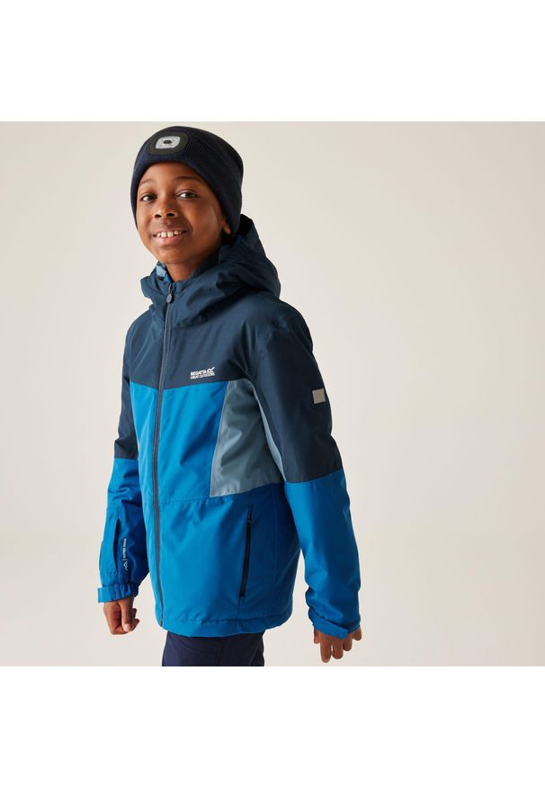 Regatta - Kurtka dziecięca przejściowa przeciwdeszczowa Beamz. Kolor: niebieski. Materiał: tkanina, puch. Styl: sportowy