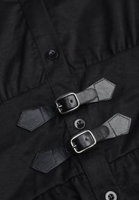 Renee - Czarna Sukienka na Guziki z Gorsetowym Panelem z Klamrami w Talii Frose. Typ kołnierza: dekolt gorset. Kolor: czarny. Typ sukienki: gorsetowe. Długość: midi #8