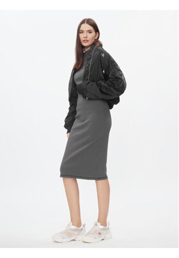 Calvin Klein Jeans Sukienka codzienna Hero Monologo J20J222514 Szary Slim Fit. Okazja: na co dzień. Kolor: szary. Materiał: bawełna. Typ sukienki: proste. Styl: casual