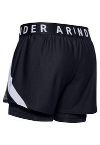 Spodnie do biegania damskie Under Armour Play UP 2IN1. Kolor: czarny, biały, wielokolorowy. Długość: krótkie. Sport: bieganie