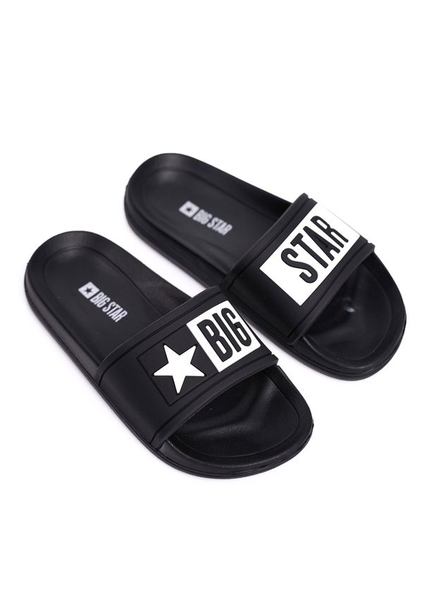 Big-Star - Klapki Dziecięce Młodzieżowe Big Star Czarne DD374150. Okazja: na plażę. Kolor: czarny. Materiał: guma. Wzór: aplikacja. Styl: młodzieżowy