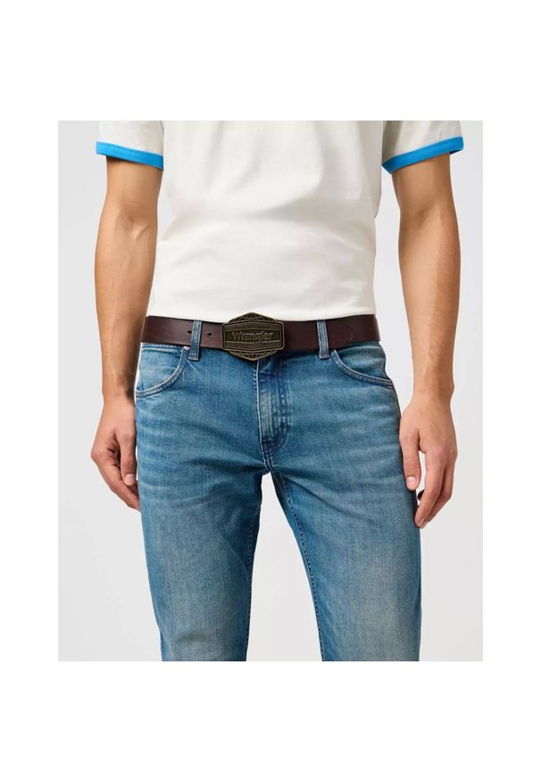 Wrangler - MESKI PASEK WRANGLER BIG BUCKLE BELT BROWN 112365273