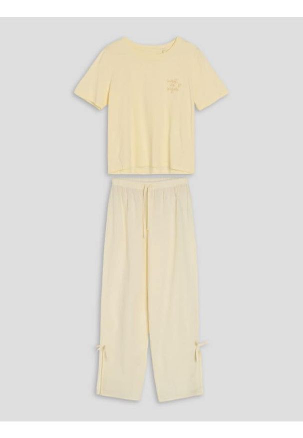 Sinsay - Bawełniana piżama dwuczęściowa - żółty. Kolor: żółty. Materiał: bawełna