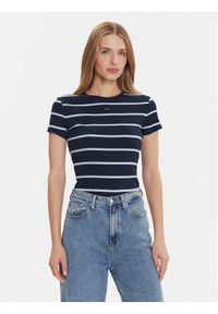 Tommy Jeans T-Shirt Essential DW0DW17383 Granatowy Slim Fit. Kolor: niebieski. Materiał: bawełna #1