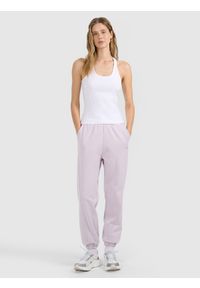 4f - 4F Top slim gładki damski - biały XXL. Kolor: biały. Materiał: materiał, bawełna, elastan, jersey, dzianina. Wzór: gładki #2