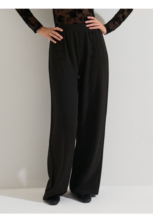 Sinsay - Spodnie straight leg - czarny. Kolor: czarny