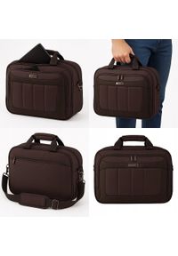 NoName - Torba Torba na laptopa 15,6” biznesowa teczka na ramię pojemna brązowa wytrzymała. Kolor: brązowy. Styl: biznesowy #1