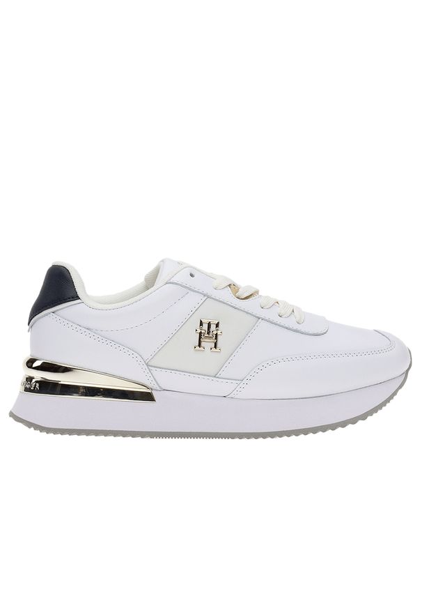 TOMMY HILFIGER - Buty Tommy Hilfiger Elevated Feminine Runner FW0FW07306-YBS - białe. Zapięcie: sznurówki. Kolor: biały. Materiał: guma, skóra, tkanina. Szerokość cholewki: normalna. Wzór: aplikacja
