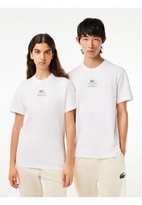Lacoste T-Shirt TH1147 Biały Regular Fit. Kolor: biały. Materiał: bawełna