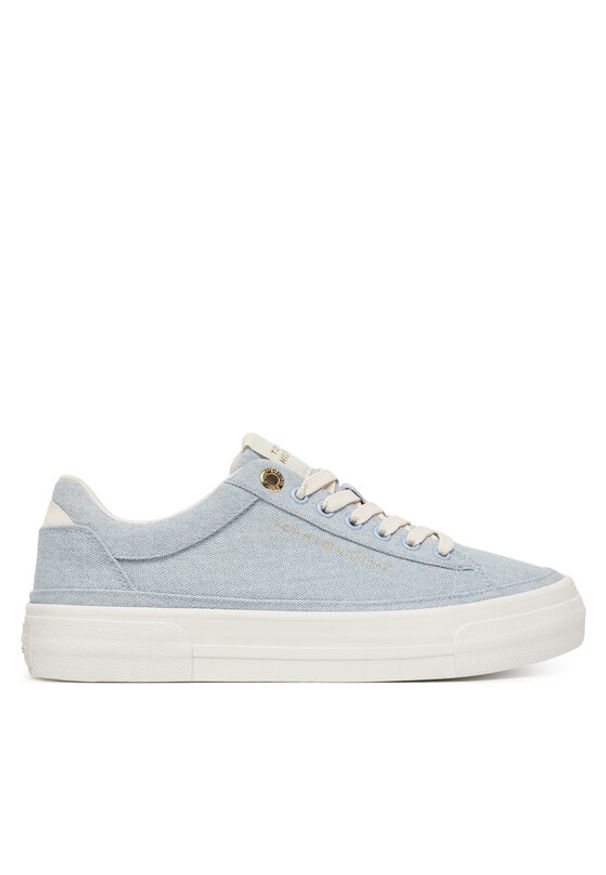 TOMMY HILFIGER - Tommy Hilfiger Sneakersy Th Foxing Platform Washed Canvas FW0FW09172 Błękitny. Kolor: niebieski. Materiał: materiał. Obcas: na platformie