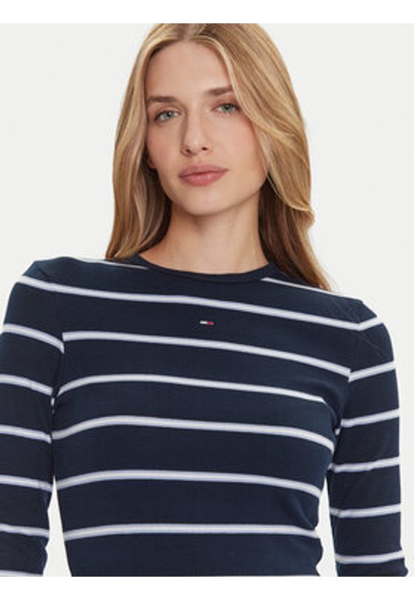 Tommy Jeans Bluzka Essential DW0DW17387 Granatowy Slim Fit. Kolor: niebieski. Materiał: bawełna