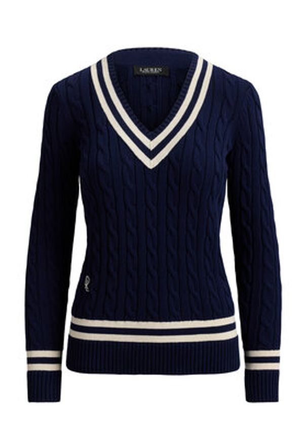 Lauren Ralph Lauren - LAUREN RALPH LAUREN Sweter 200B22020002 Granatowy Relaxed Fit. Kolor: niebieski. Materiał: bawełna