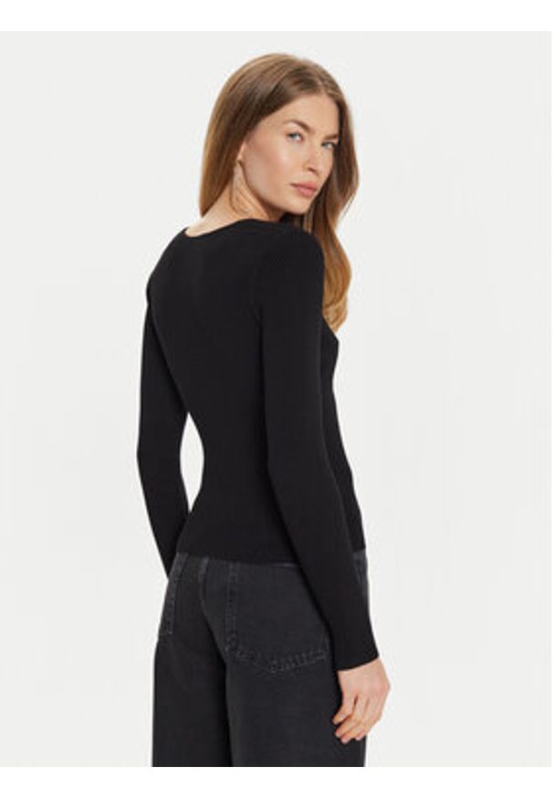 TwinSet - TWINSET Sweter 242TP3132 Czarny Slim Fit. Kolor: czarny. Materiał: wiskoza