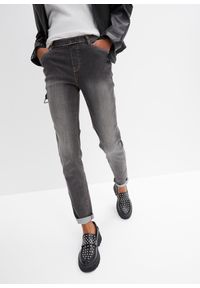 bonprix - Dżinsy Skinny mid waist, z wygodnym paskiem. Kolor: czarny #1