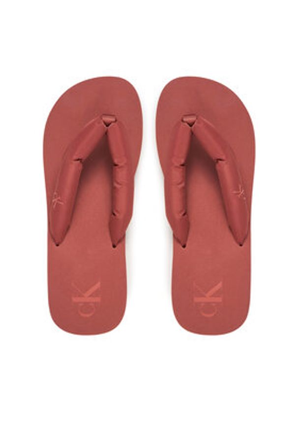 Calvin Klein Jeans Japonki Beach Sandal Flatform Ttxr Satin YW0YW01723 Brązowy. Kolor: brązowy. Materiał: materiał