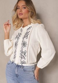 Renee - Beżowa Koszula z Wiskozą Bawełną i Haftem Nalorielle. Okazja: na co dzień. Kolor: beżowy. Materiał: bawełna, wiskoza. Wzór: haft. Styl: elegancki, casual #3