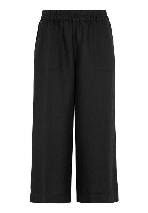 Cellbes Lniane spodnie typu culotte Czarny female czarny 50/52. Kolor: czarny. Materiał: len