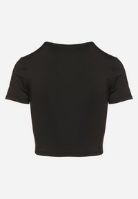 Born2be - Czarny T-shirt z Wiskozą o Dopasowanym Kroju Typu Crop Top Folirra. Okazja: na co dzień. Kolor: czarny. Materiał: wiskoza. Styl: klasyczny, casual #7