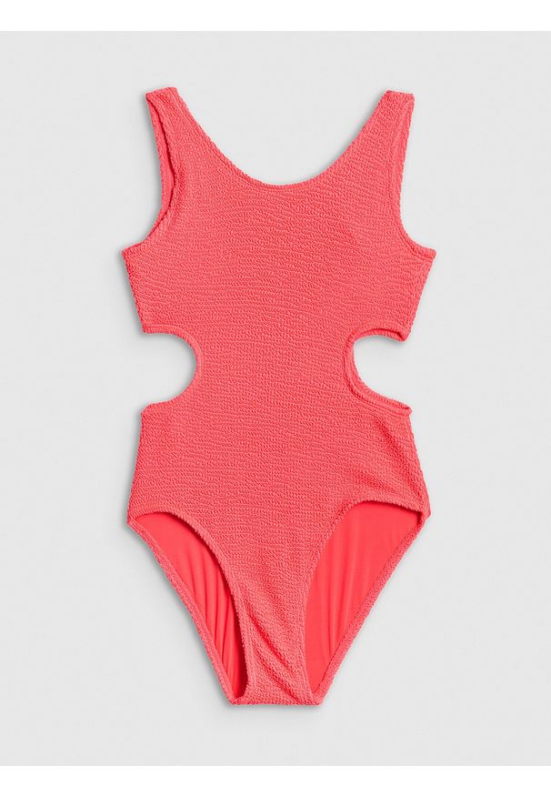 4f - 4F Kostium kąpielowy jednoczęściowy dziewczęcy - pomarańczowy 134/140 (8-10 lat). Kolor: pomarańczowy. Materiał: materiał
