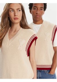 AMI PARIS Sweter UKS768.KN0068 Beżowy Regular Fit. Kolor: beżowy. Materiał: wełna