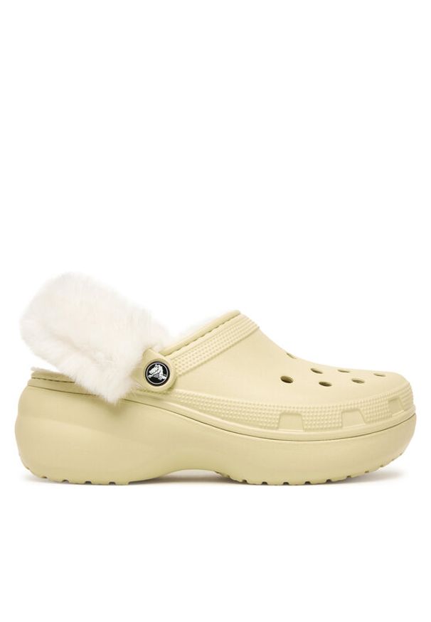Crocs Klapki Classic Platform Fuzz Lined Clog 212854 Beżowy. Kolor: beżowy. Obcas: na platformie